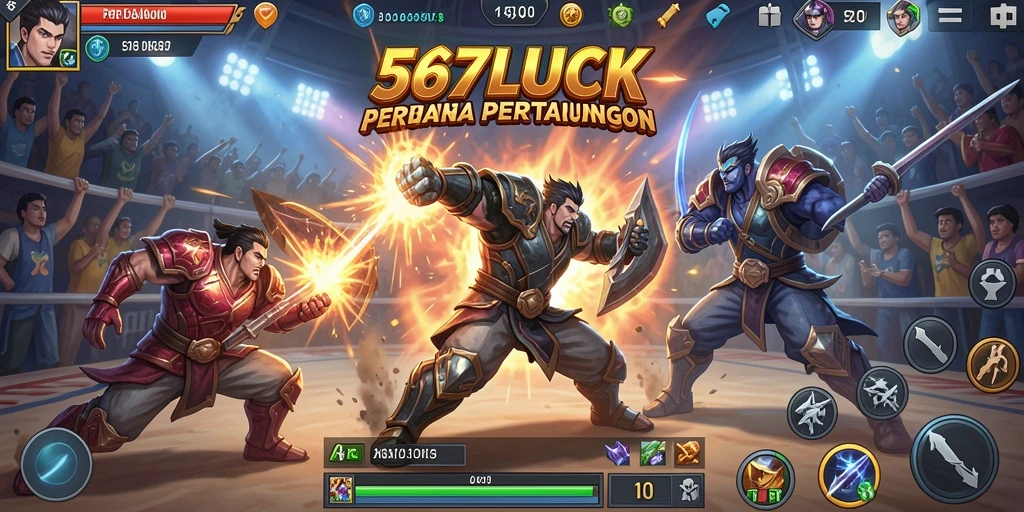 Screenshot gameplay 567LUCK menampilkan pertarungan seru antar karakter.