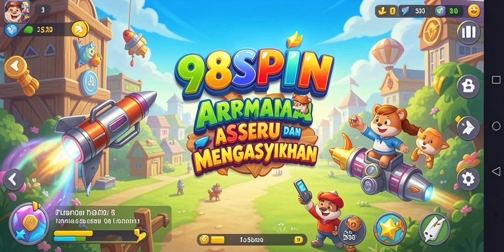 Tampilan gameplay Arcade 98SPIN yang menarik dan penuh warna.