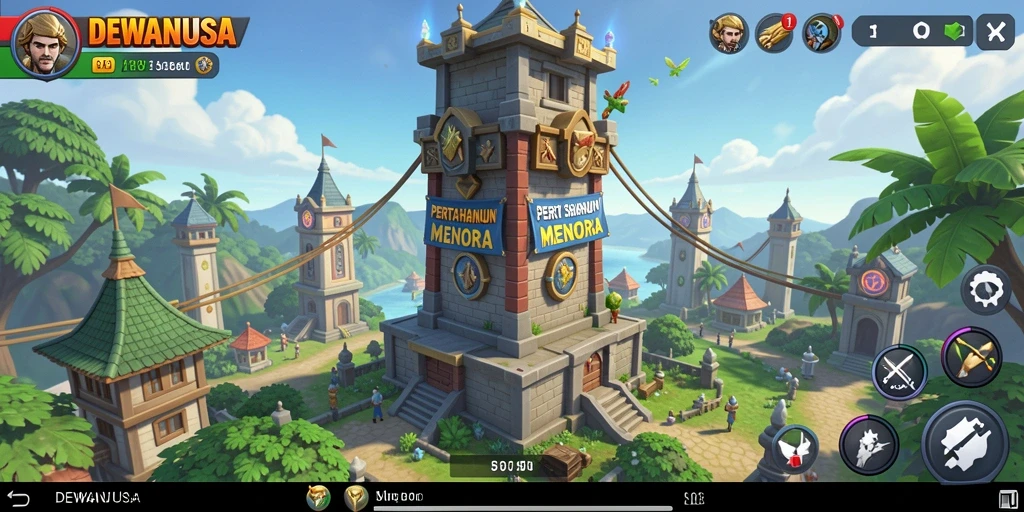 Gameplay seru DEWANUSA dalam bertahan dari serangan musuh.