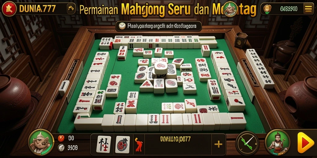 Screenshot menunjukkan gameplay seru Mahjong DUNIA777.