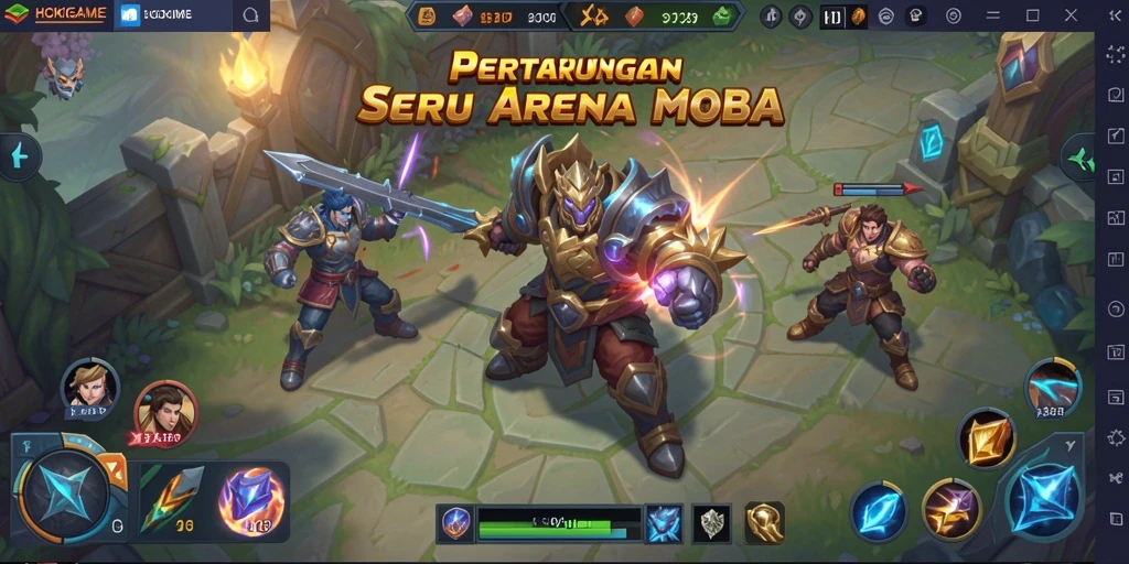 Tampilan gameplay seru HOKIGAME di arena pertarungan.