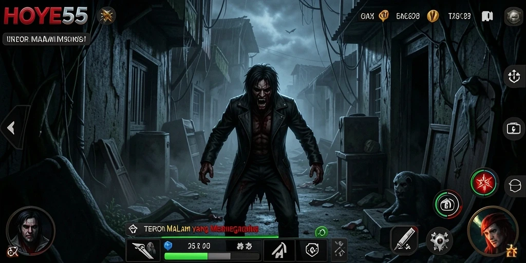 Gambaran gameplay menegangkan di dunia kegelapan HOYE55.