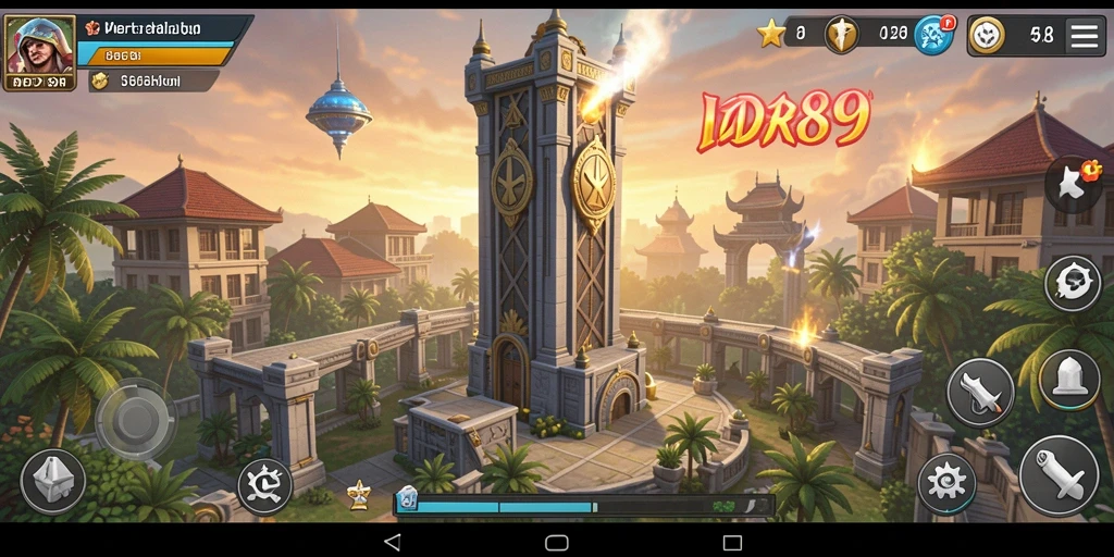 Tampilan grafis menawan dari gameplay Tower Defense IDR89.