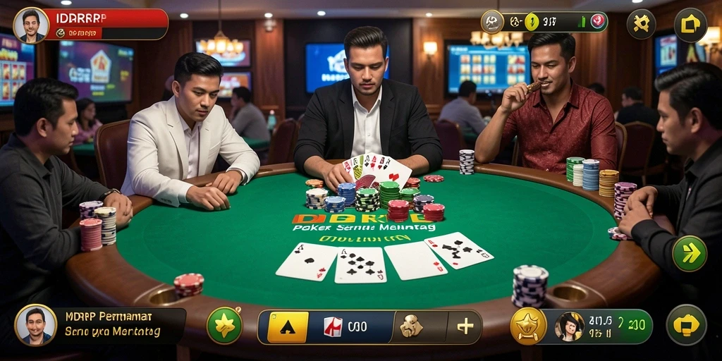 Tampilan gameplay seru dalam permainan poker IDRRP.