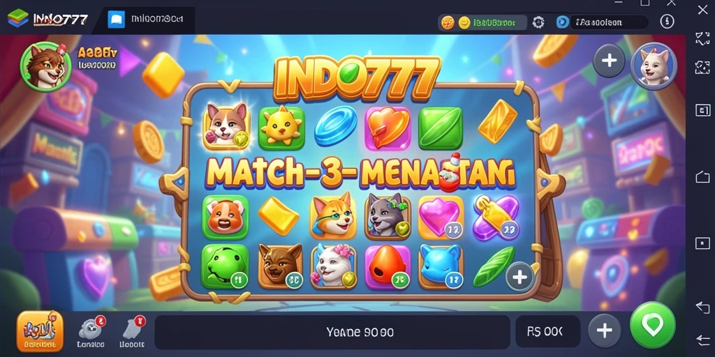 Menampilkan gameplay Match-3 yang seru di INDO777.