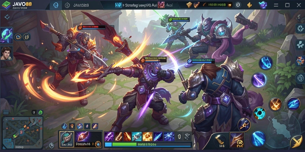 Tampilan gameplay seru dari JAVO88 dalam pertarungan MOBA.