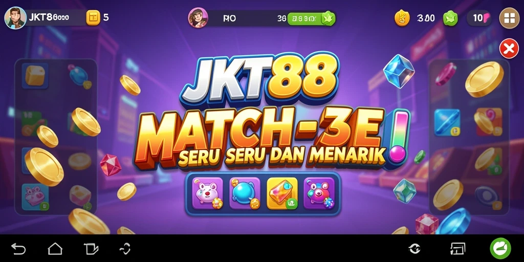 Tangkapan layar utama JKT88 menampilkan gameplay menawan dan aksi Match-3.