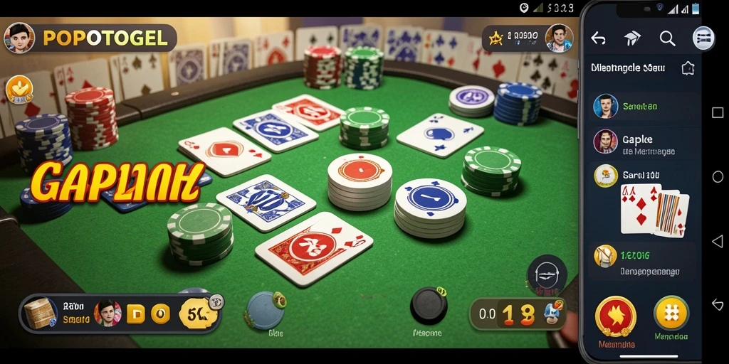 Tampilan layar utama game Gaple POPOTOGEL dengan gameplay seru.