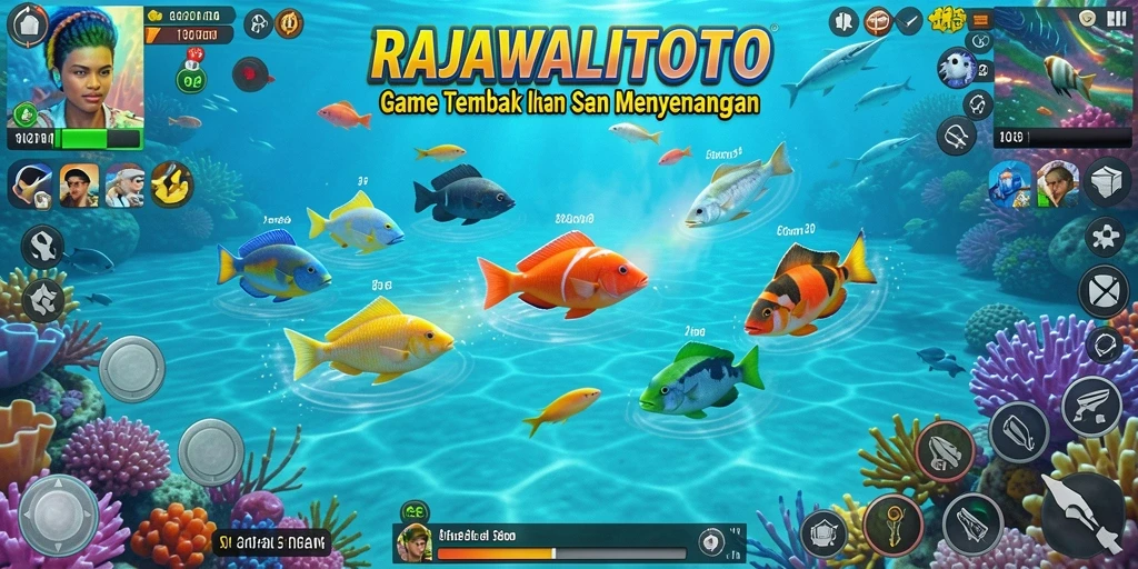 Gameplay seru dalam RAJAWALITOTO dengan ikan berwarna-warni.