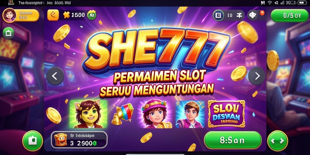 Tampilan gameplay menawan dari SHE777 yang penuh warna.