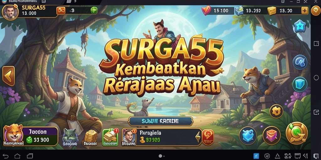 Screenshot utama SURGA55 menunjukkan interaksi pengguna dalam gameplay Tycoon.