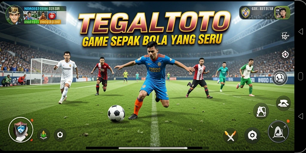 Screenshot gameplay TEGALTOTO menampilkan aksi sepak bola yang mendebarkan.