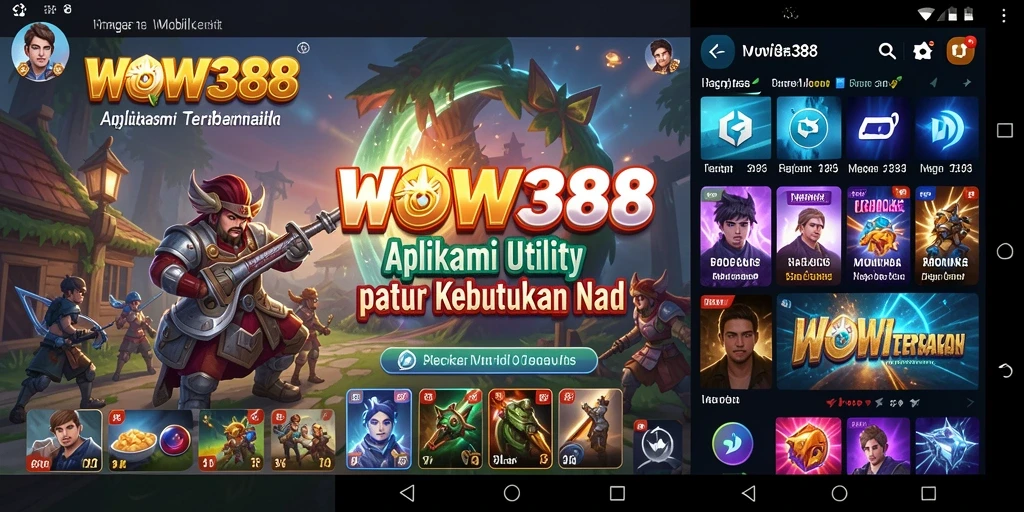 Screenshot aplikasi WOW388 menampilkan alat Utility yang membantu produktivitas.